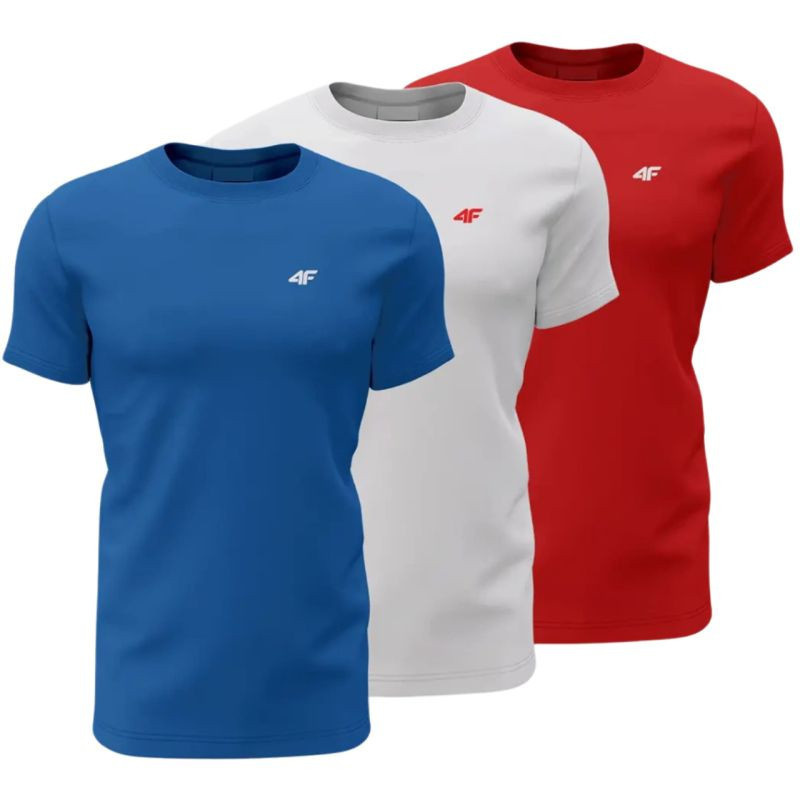 Pánské trička M4482 3-pack, modré, bílé, červené - 4F XL