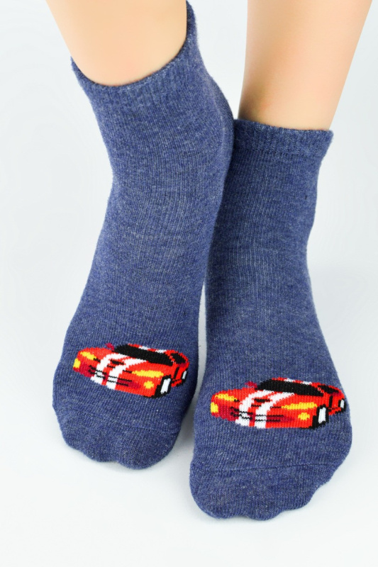 CHLAPECKÉ BAVLNĚNÉ PONOŽKY SE SILIKONEM SB009 tmavě modrá 31-34