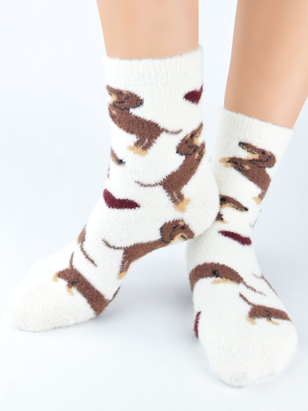 Ponožky Noviti SP012 Puffy Dog Hearts 36-41 ecru 36-41