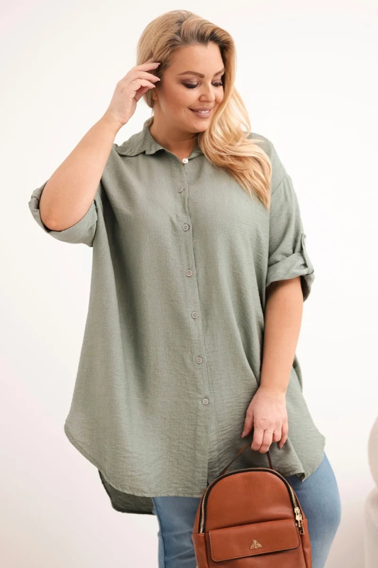 Kesi Włoski Plus Size dámská košile s prodlouženými zády