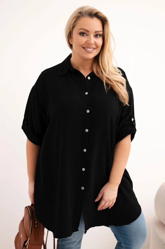 Dámská plus size viskózová košile s prodlouženými zády