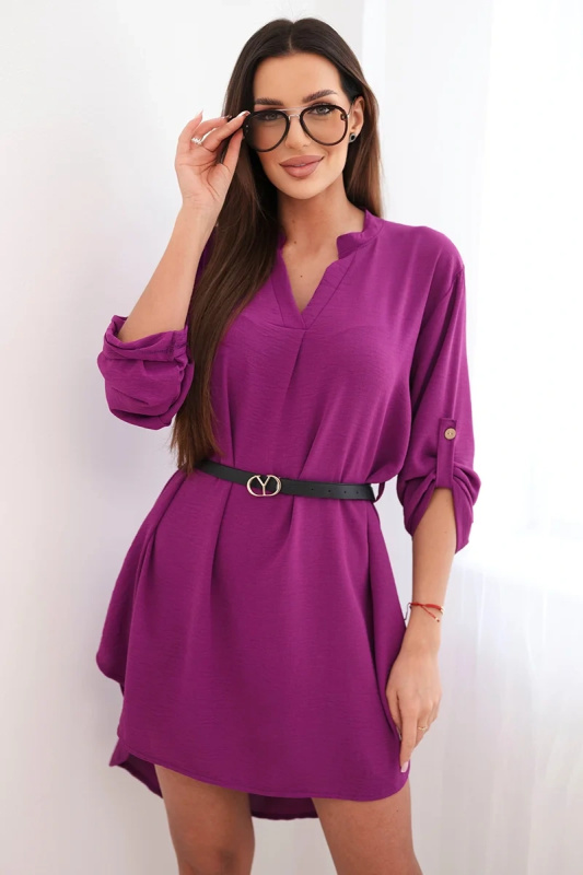 Kesi Šaty s delší zadní částí a páskem modrá Barva: Fialová, Velikost: UNI