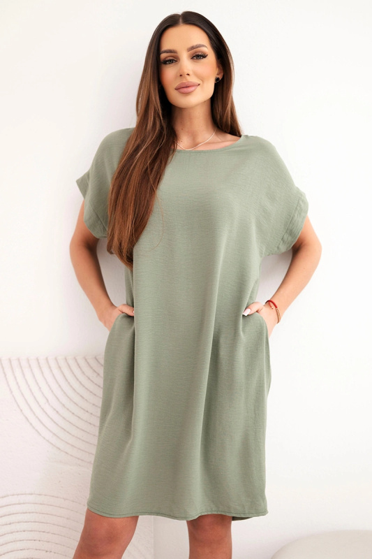 Kesi šaty s kapsami, světlo khaki