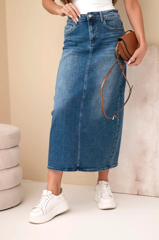 Kesi Džínová midi sukně M.Sara s vysokým pasem Velikost: M