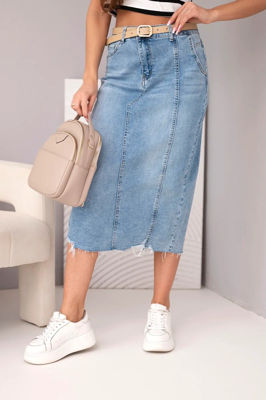 Kesi Dámská midi džínová sukně s rozparkem Velikost: 40