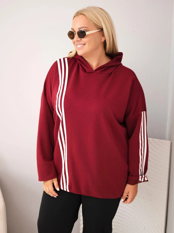 Kesi Dámská mikina Plus Size 26100-1 Barva: Bordó, Velikost: UNI