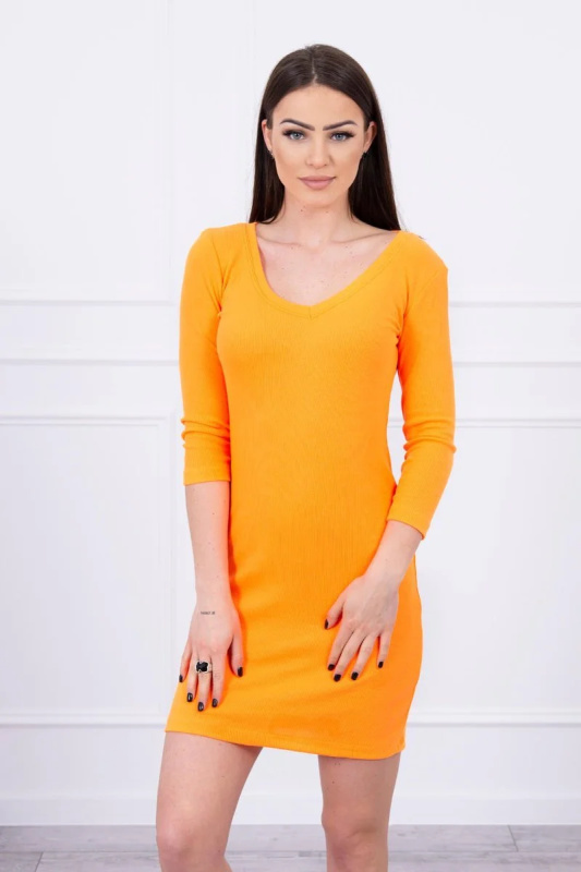 Kesi Přiléhavé šaty Olivia s výstřihem Barva: Neonově oranžová, Velikost: UNI