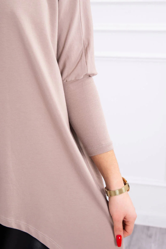 Kesi Oversize halenka asymetrická Barva: Béžová - tmavě, Velikost: UNI