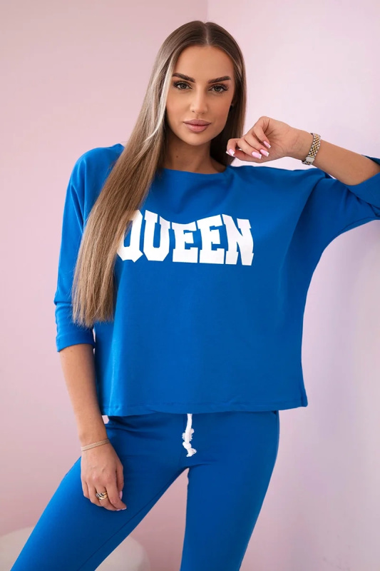 Kesi Dámská sada Queen - mikina + tepláky Barva: Modrá, Velikost: UNI