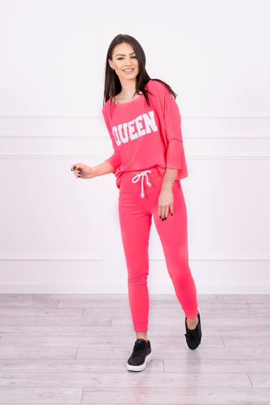 Kesi Dámská sada Queen - mikina + tepláky Barva: Růžová - tmavě, Velikost: UNI