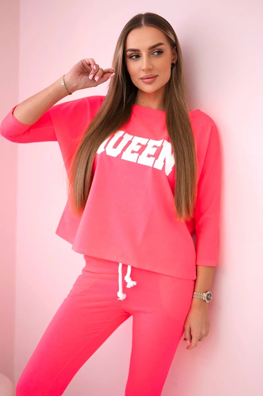 Kesi Dámská sada Queen - mikina + tepláky Barva: Růžová - tmavě, Velikost: UNI