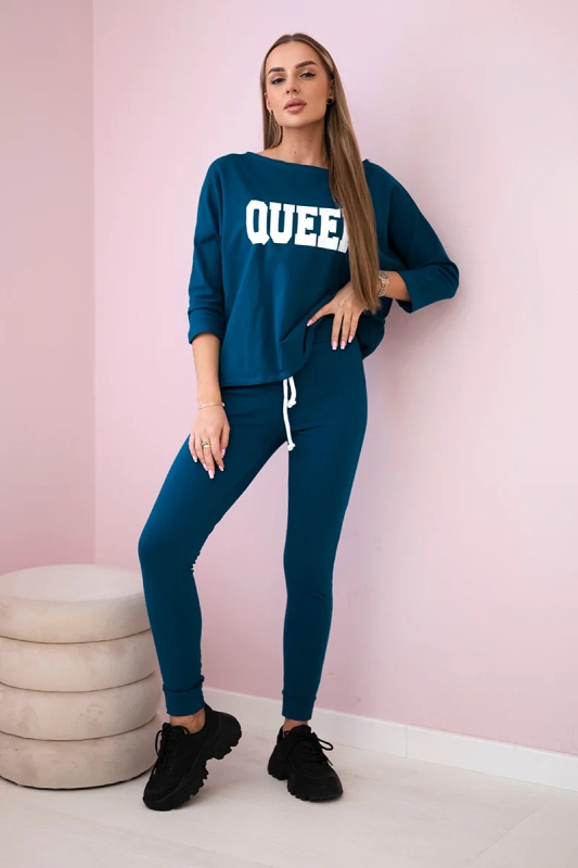 Kesi Dámská sada Queen - mikina + tepláky Barva: Modrá - tmavě, Velikost: UNI