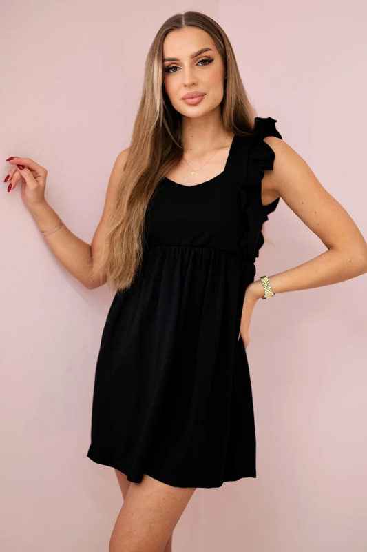 Kesi Šaty 9082 s volánky na bocích Barva: Černá, Velikost: UNI