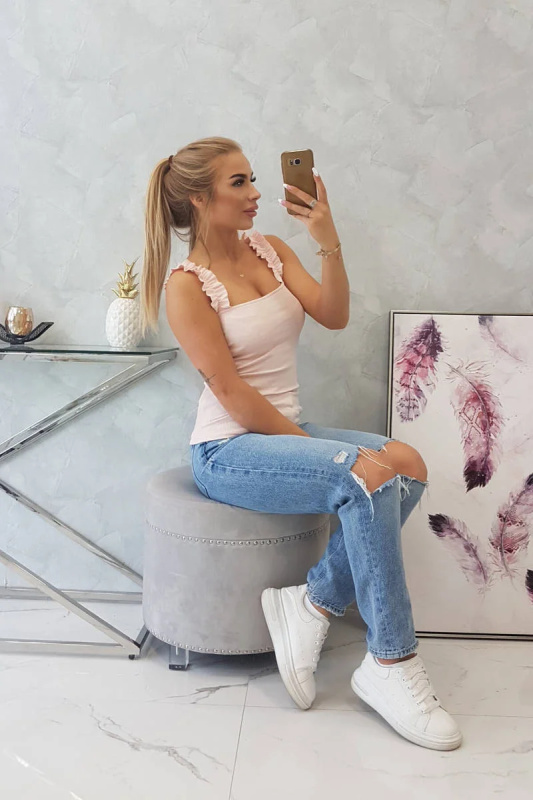 Kesi Halenka Chloe bez ramínek s volánky Barva: Tělová, Velikost: UNI