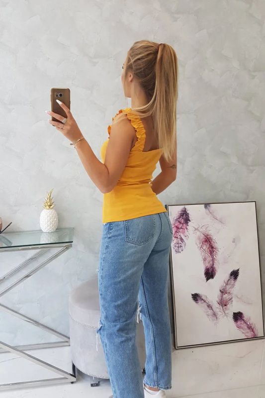 Kesi Halenka Chloe bez ramínek s volánky Barva: Zlatá, Velikost: UNI