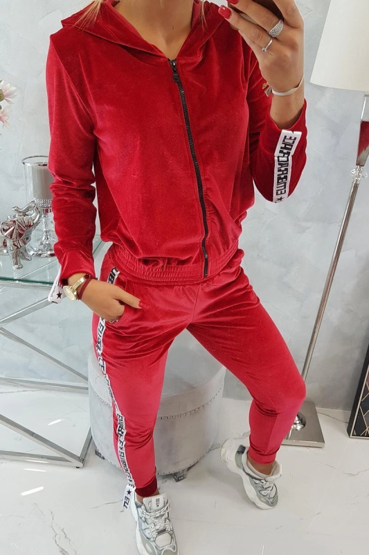 Kesi Velurová souprava s ozdobnými stuhami červená Barva: Červená, Velikost: UNI