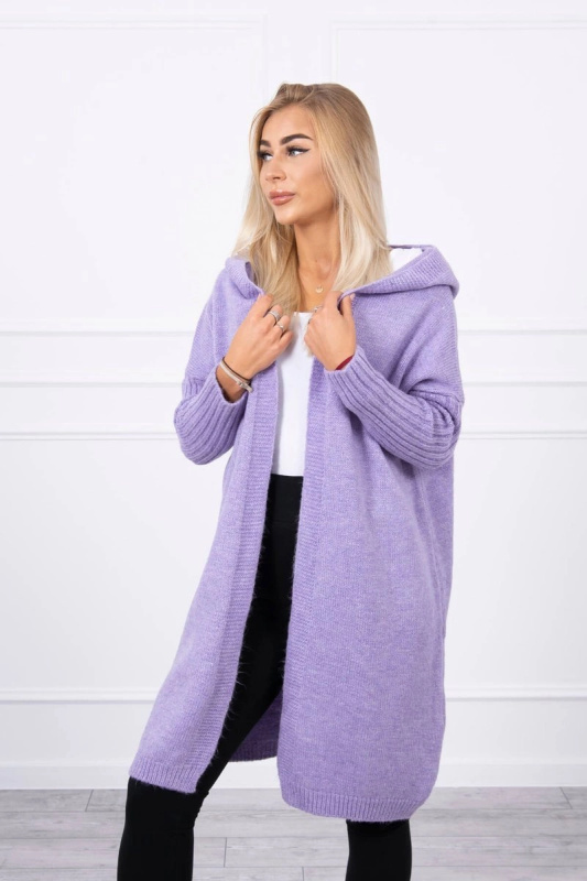 Kesi Svetr s kapucí fialový dlouhý Barva: Fialová, Velikost: UNI