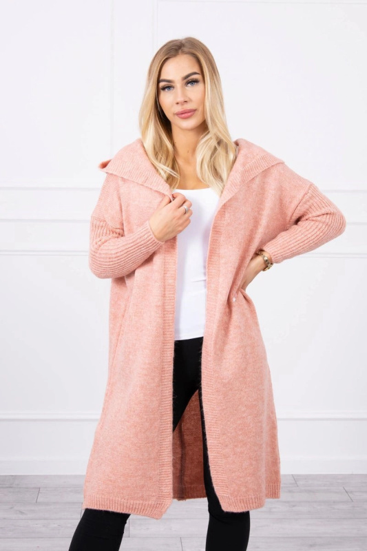 Kesi Svetr s kapucí fialový dlouhý Barva: Růžová - světle, Velikost: UNI