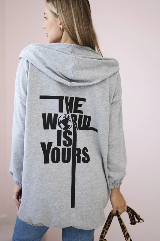 Kesi Mikina s potiskem "The world is yours" Barva: Šedá, Velikost: UNI