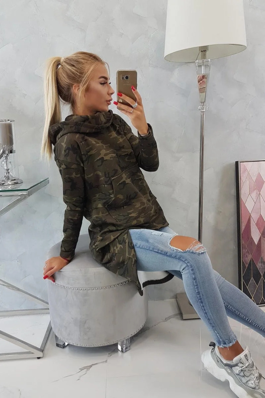 Kesi Mikina Harley s prodlouženým zadním dílem Barva: Zelená - tmavě, Velikost: UNI