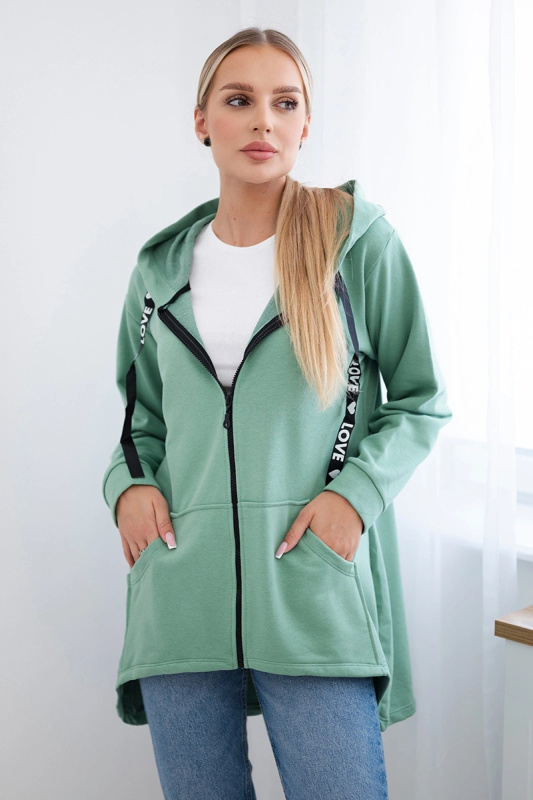 Kesi Mikina s kapucí a delšími zády v grafitové barvě Barva: Zelená - světle, Velikost: UNI