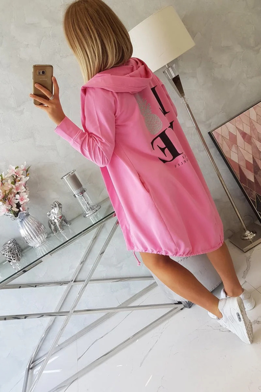 Kesi Dámská dlouhá mikina LOVE s kapucí Barva: Růžová - světle, Velikost: UNI