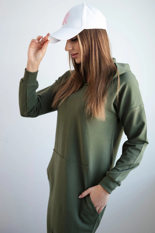 Kesi Kaki šaty s kapucí Barva: Zelená, Velikost: UNI