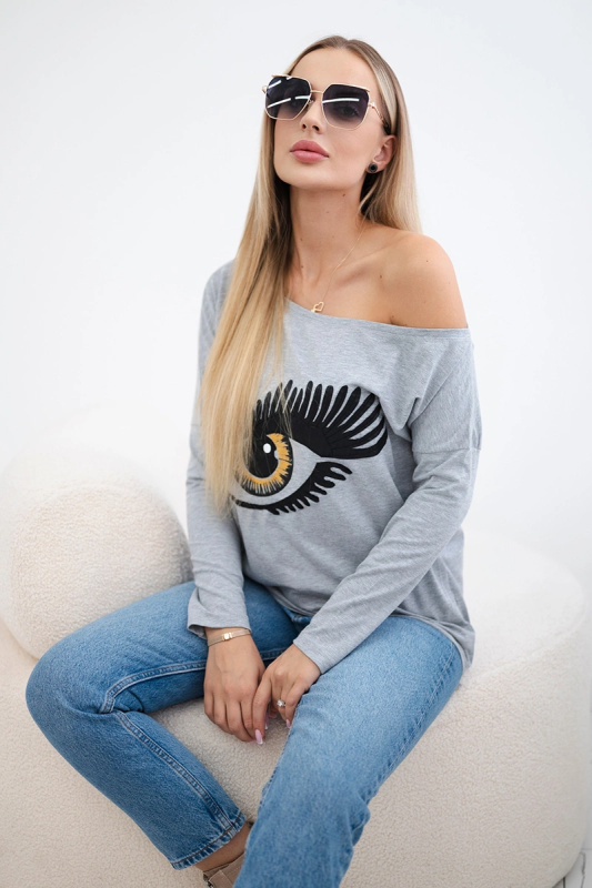 Kesi Tričko Tessa s potiskem a delšími zády Barva: Šedá, Velikost: UNI