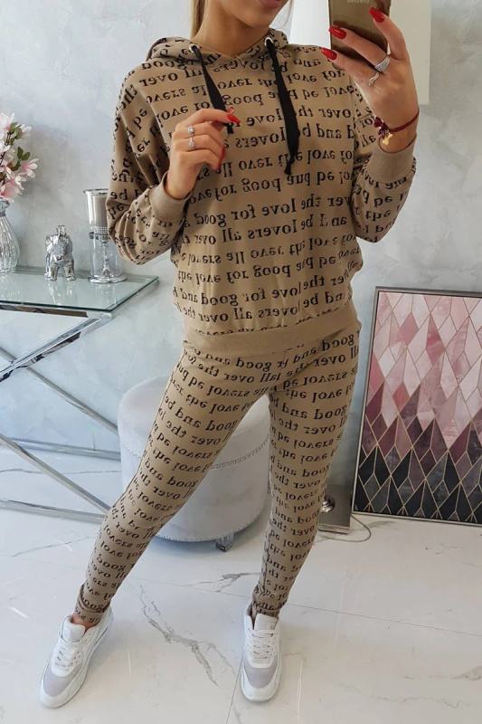 Kesi Tištěná sada Lovers - mikina + tepláky Barva: Hnědá, Velikost: UNI