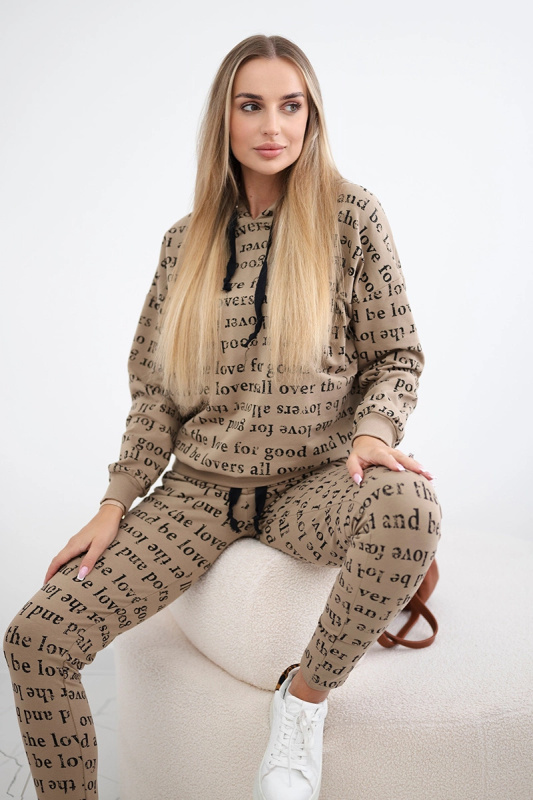 Kesi Tištěná sada Lovers - mikina + tepláky Barva: Hnědá, Velikost: UNI