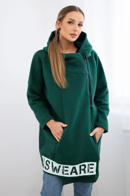 Kesi Zateplená mikina se zipem Answear style Barva: Zelená - tmavě, Velikost: UNI