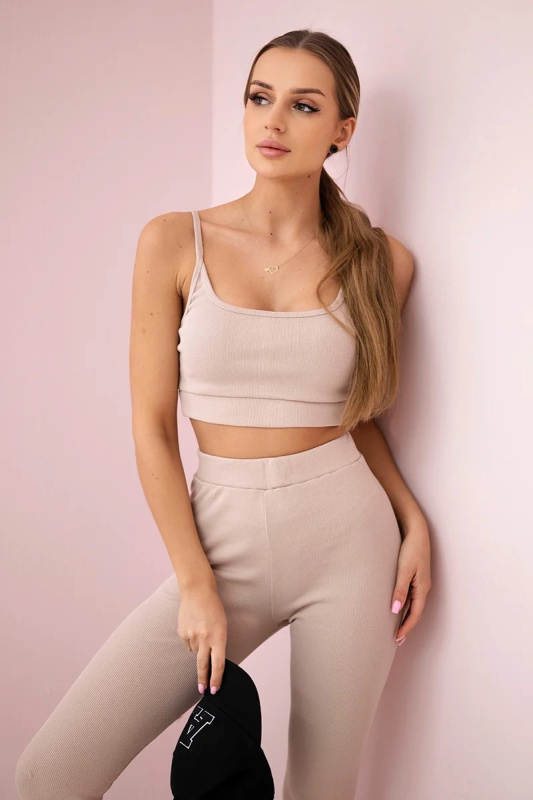 Kesi Sada Ada - top + legíny žebrovaný Barva: Béžová, Velikost: UNI