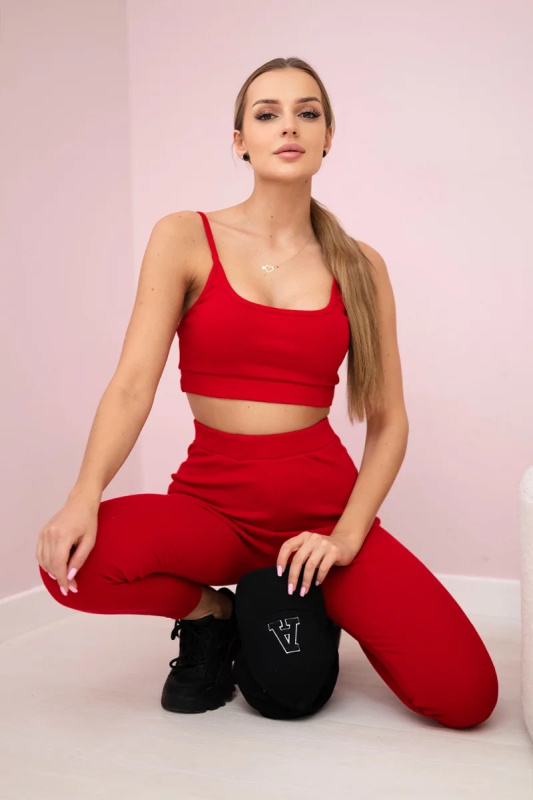 Kesi Sada Ada - top + legíny žebrovaný Barva: Červená, Velikost: UNI