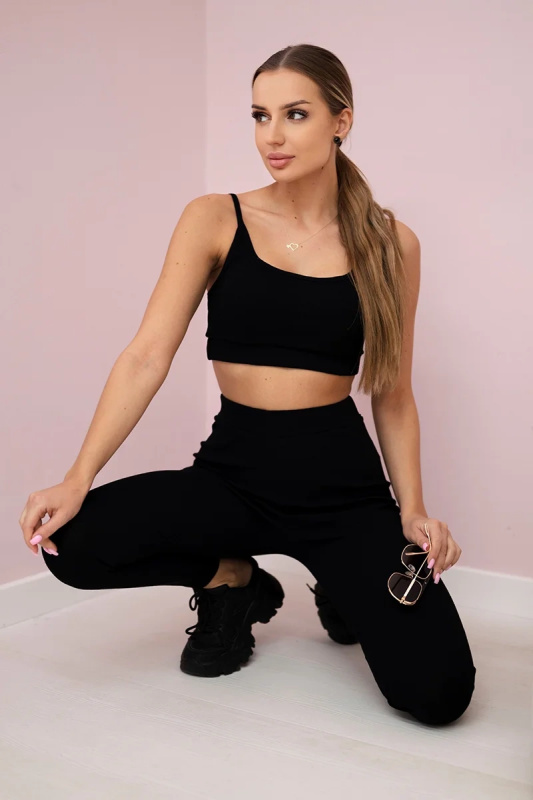 Kesi Sada Ada - top + legíny žebrovaný Barva: Černá, Velikost: UNI