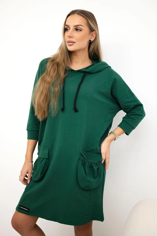 Kesi Šaty 9350 s kapucí  + kapse Barva: Zelená, Velikost: UNI