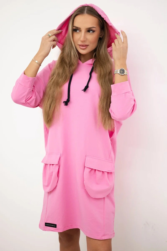 Kesi Šaty 9350 s kapucí  + kapse Barva: Růžová - světle, Velikost: UNI