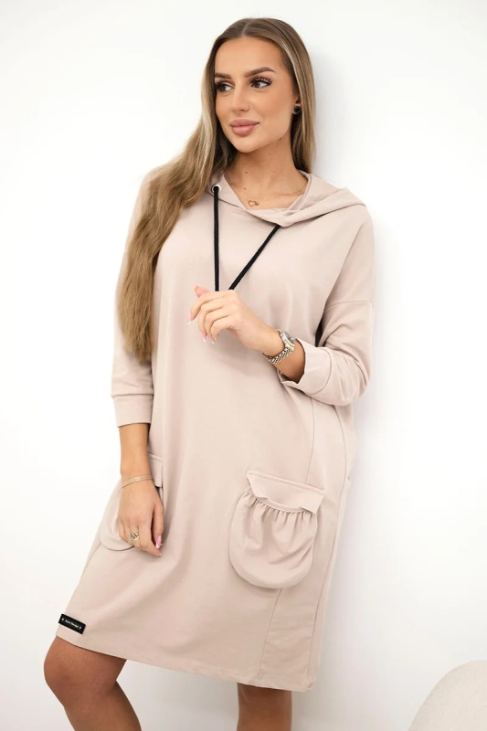 Kesi Šaty 9350 s kapucí  + kapse Barva: Béžová, Velikost: UNI