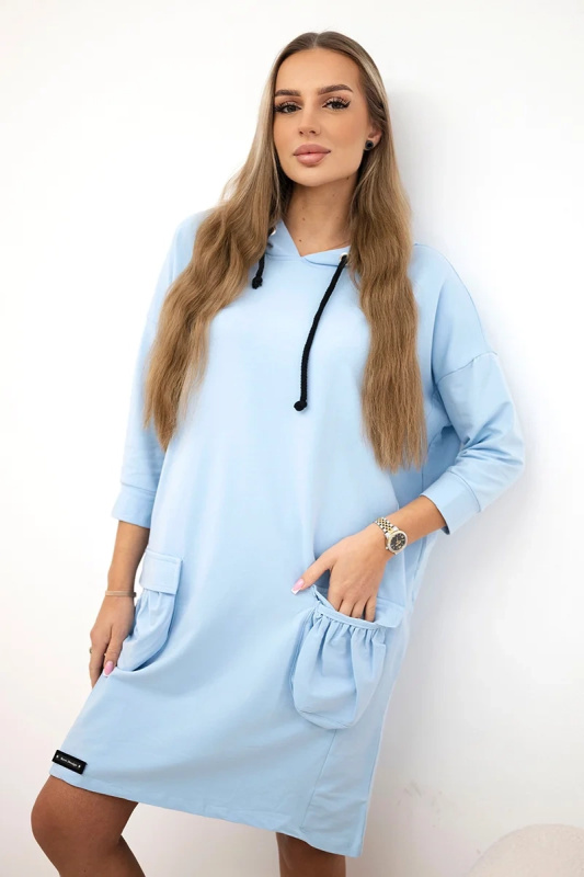 Kesi Šaty 9350 s kapucí  + kapse Barva: Modrá, Velikost: UNI