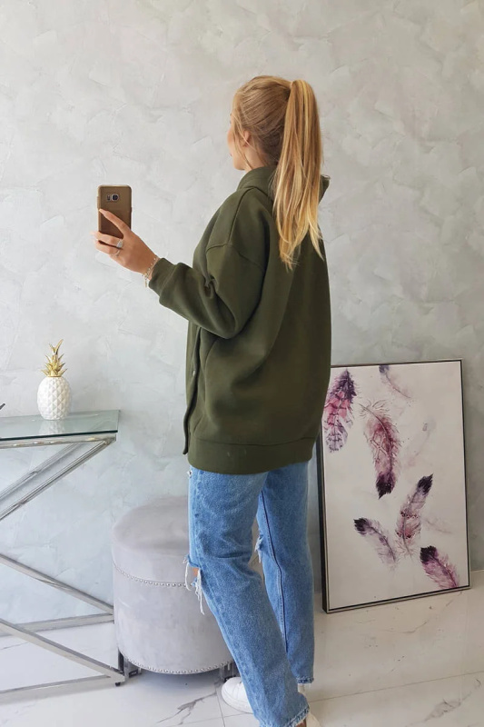 Kesi Zateplená mikina  Snap s patentkami Barva: Zelená - tmavě, Velikost: UNI