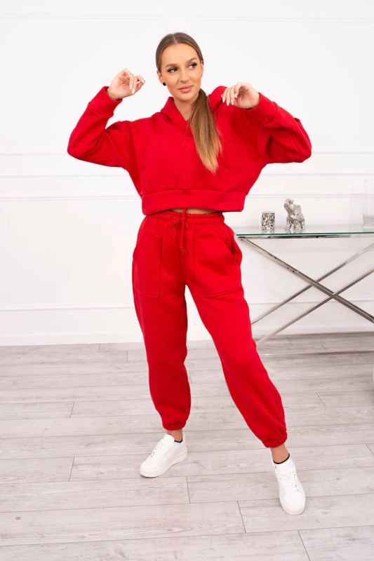 Kesi Dámská zateplená souprava Everly - mikina + tepláky Barva: Červená, Velikost: UNI
