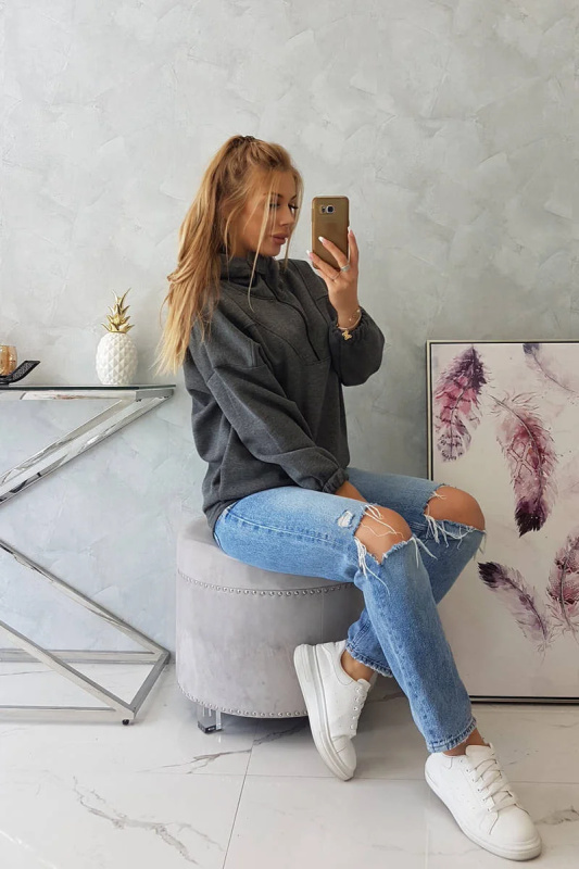Kesi Mikina Harlov se zapínáním na zip a s kapucí Barva: Šedá - tmavě, Velikost: UNI