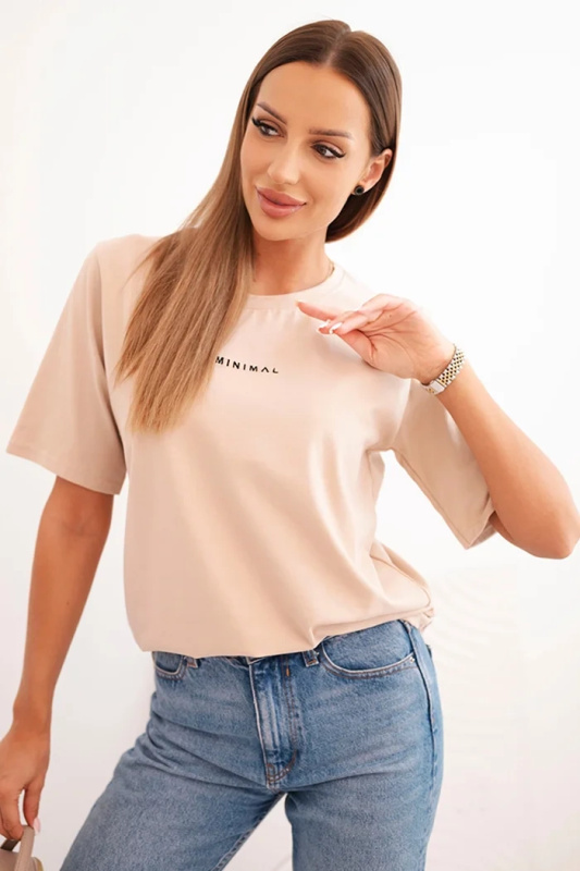 Dámská bavlněná blůza s potiskem Minimal béžová UNI
