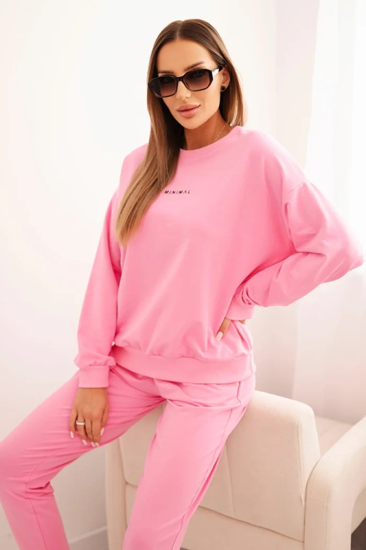 Dámská bavlněná souprava s potiskem Minimal světle růžová UNI
