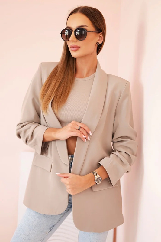 Kesi Dámské sako 9709 s klopami Barva: Béžová, Velikost: UNI