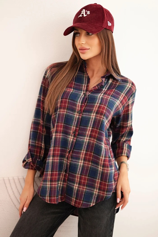 Kesi Dámská bavlněná košile A35 s delším zadním dílem Barva: Modrá - tmavě, Velikost: UNI