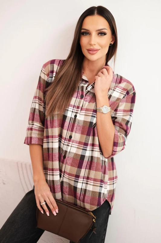 Kesi Dámská bavlněná košile A35 s delším zadním dílem Barva: Béžová - světle, Velikost: UNI