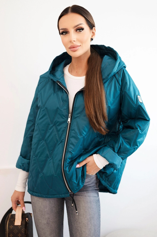 Kesi Dámská prošívaná bunda s kapucí mořská Barva: Modrá - tmavě, Velikost: UNI