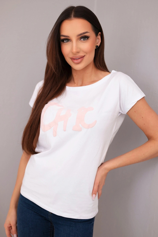 Kesi dámská bavlněná halenka s potiskem CHIC bílá