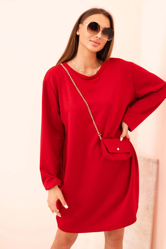Dámská viskózová sukýnka Plus Size s kabelkou na řetízku červená UNI