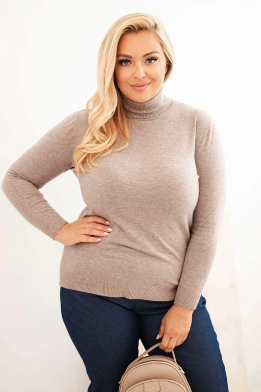 Dámský viskózový svetr Plus Size s klasickým střihem golf fango UNI